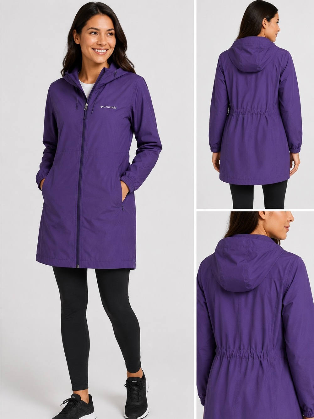 Columbia Women's Deep Purple Lightweight Long Rain Jacket Size S